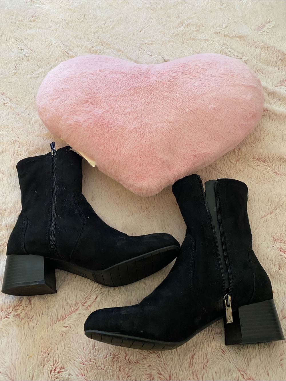 Reaction Kenneth Cole Black Suede Ankle Booties with Side Zip